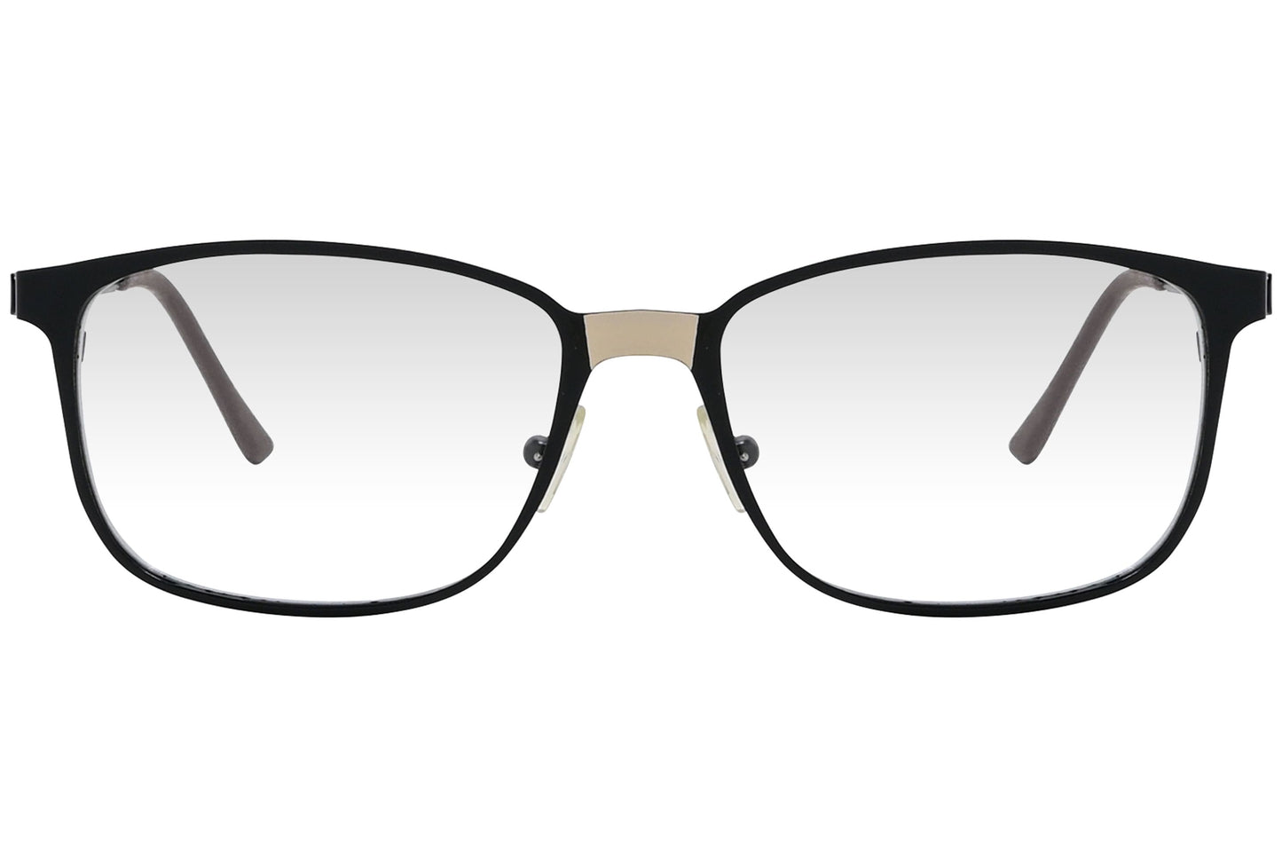 cellini rectangle black eyeglasses frame viewed from front angle.