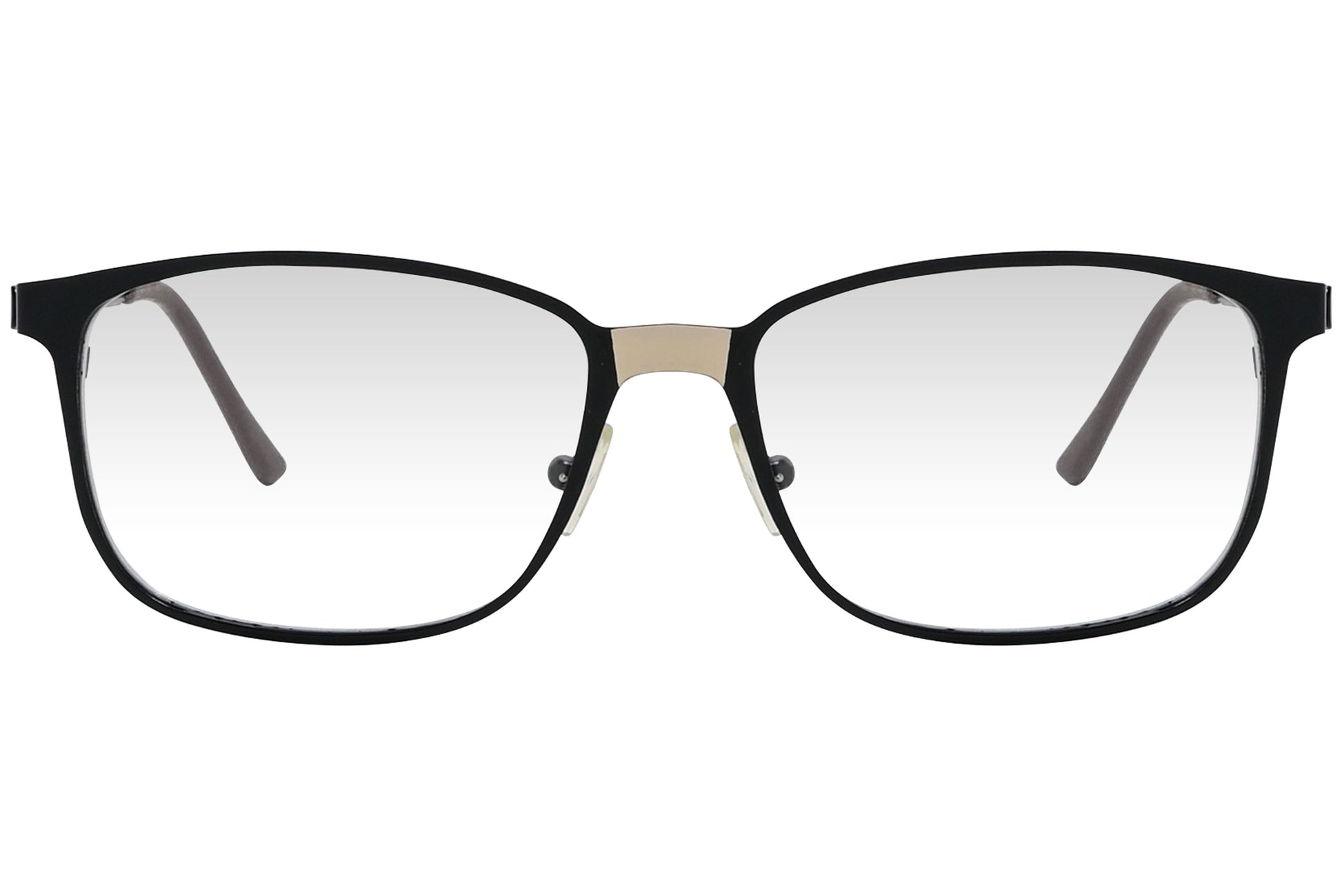 cellini rectangle black eyeglasses frame viewed from front angle.