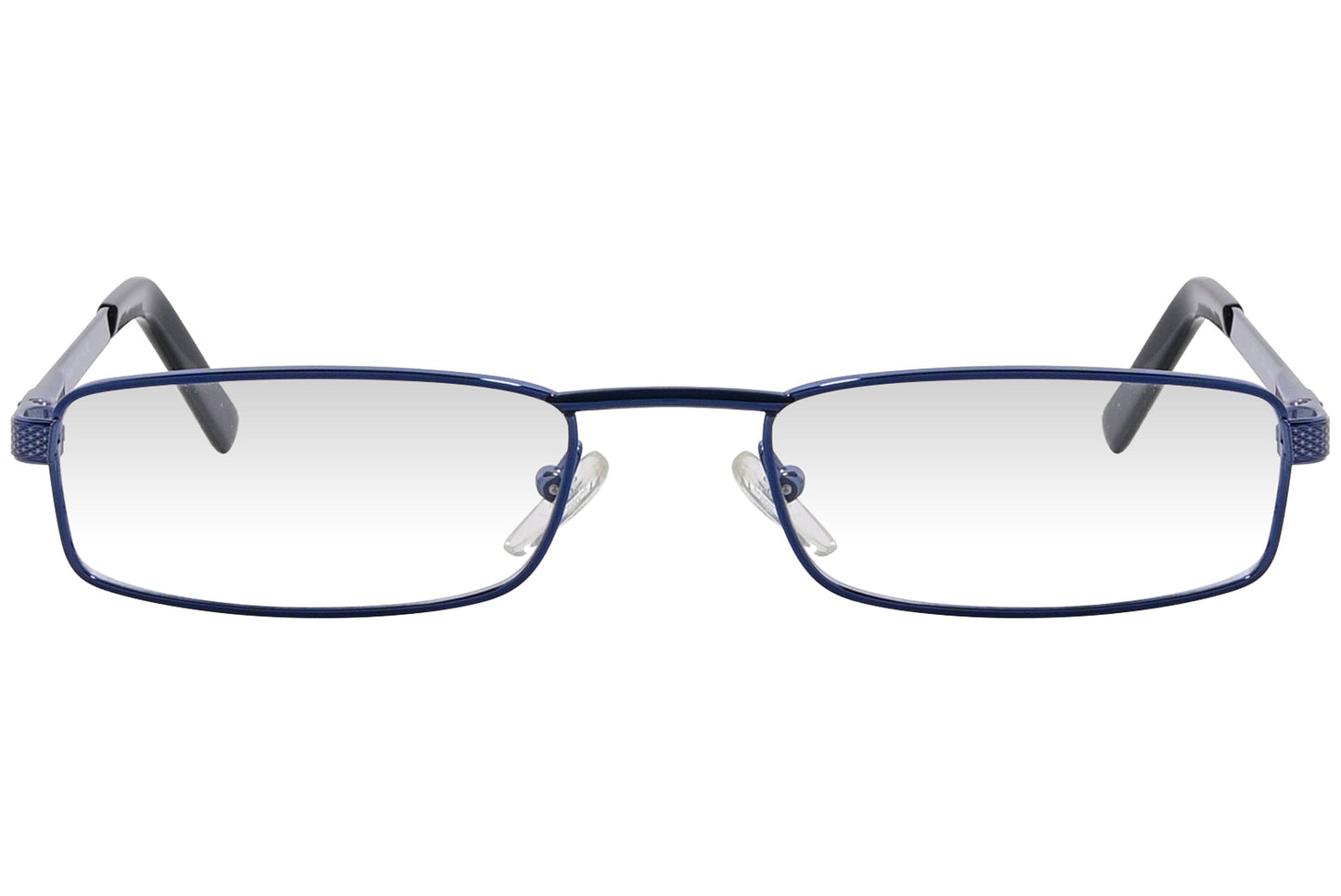 cellini rectangle blue eyeglasses frame viewed from front angle.