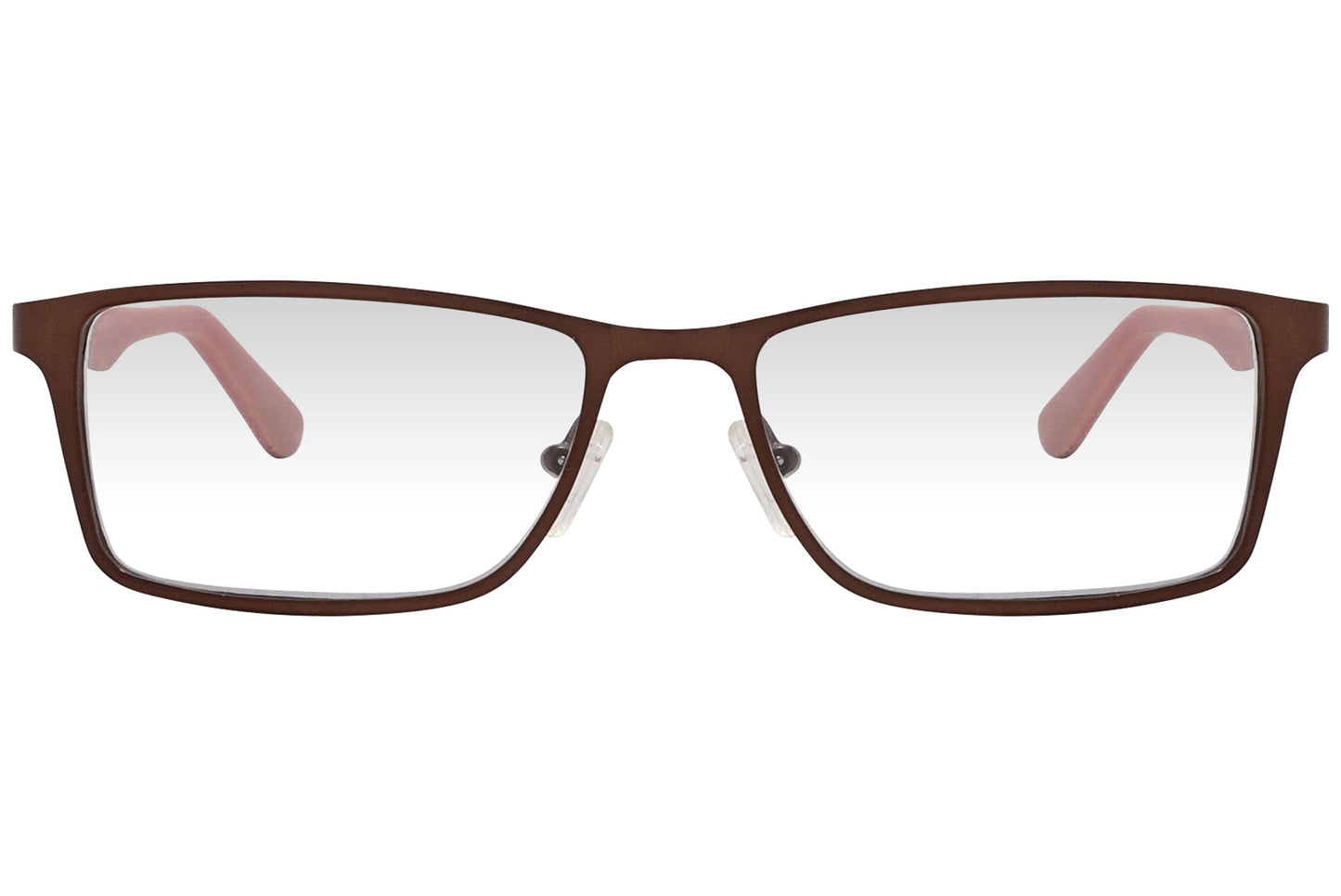 cellini rectangle red eyeglasses frame viewed from front angle.