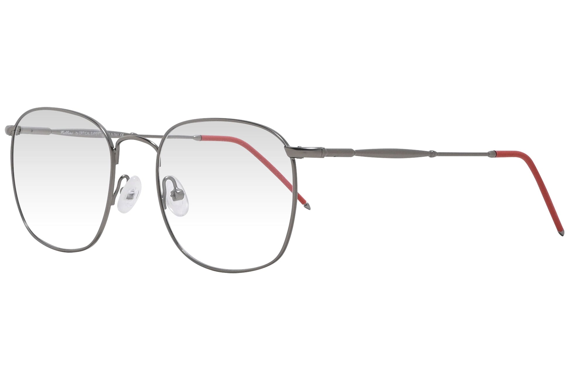 cellini round silver eyeglasses frame viewed from a 45-degree angle.