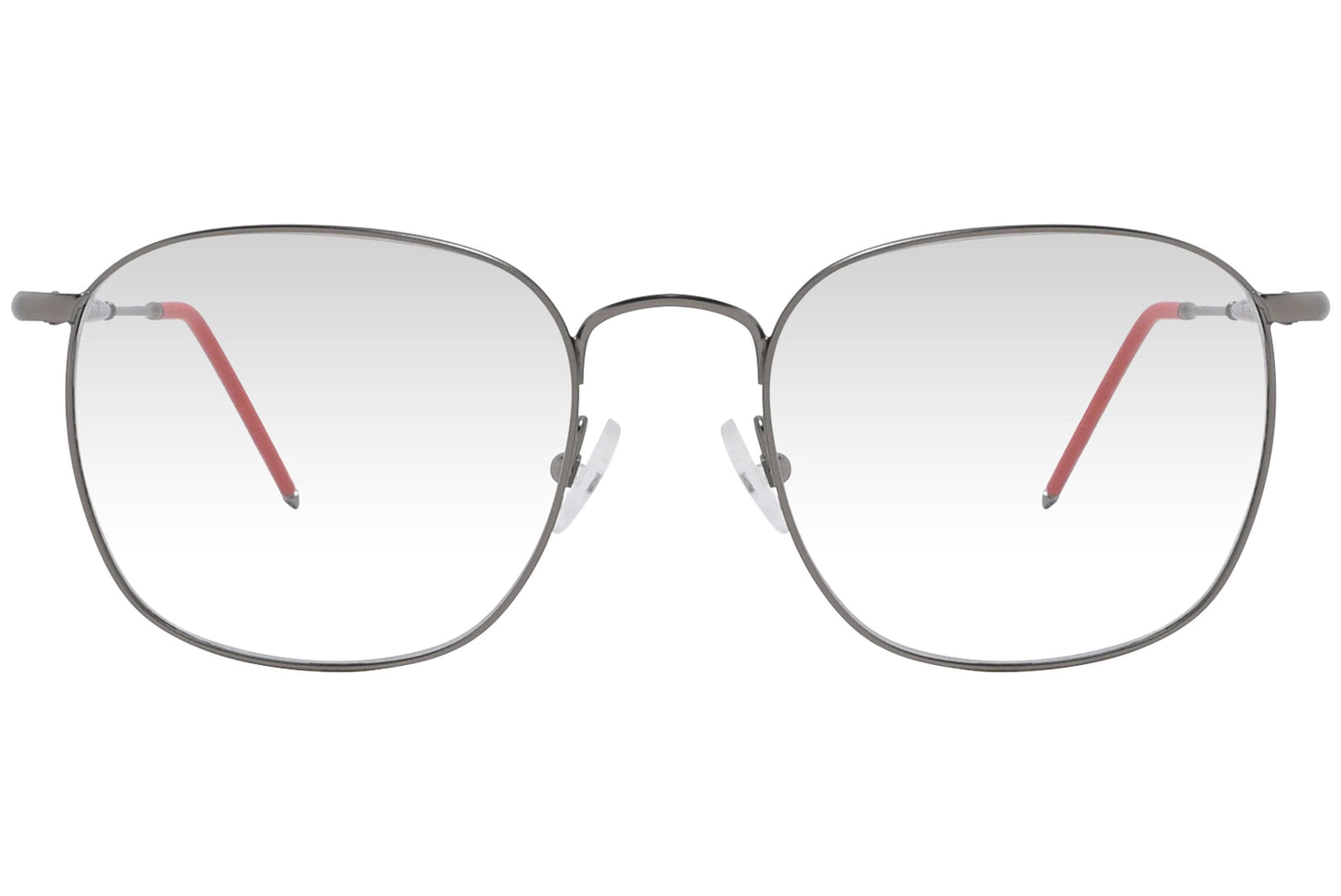 cellini round silver eyeglasses frame viewed from front angle.