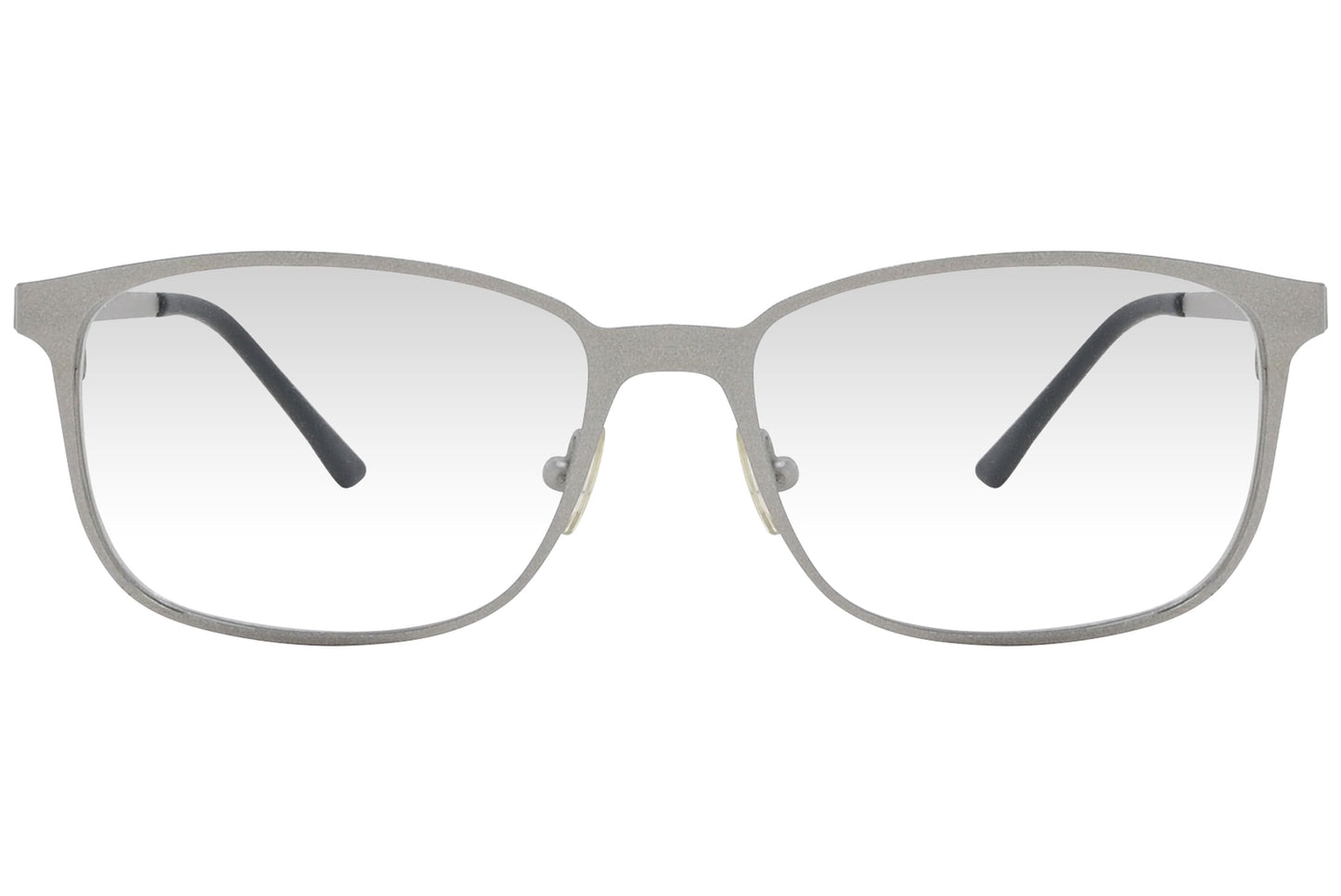 cellini rectangle silver eyeglasses frame viewed from front angle.