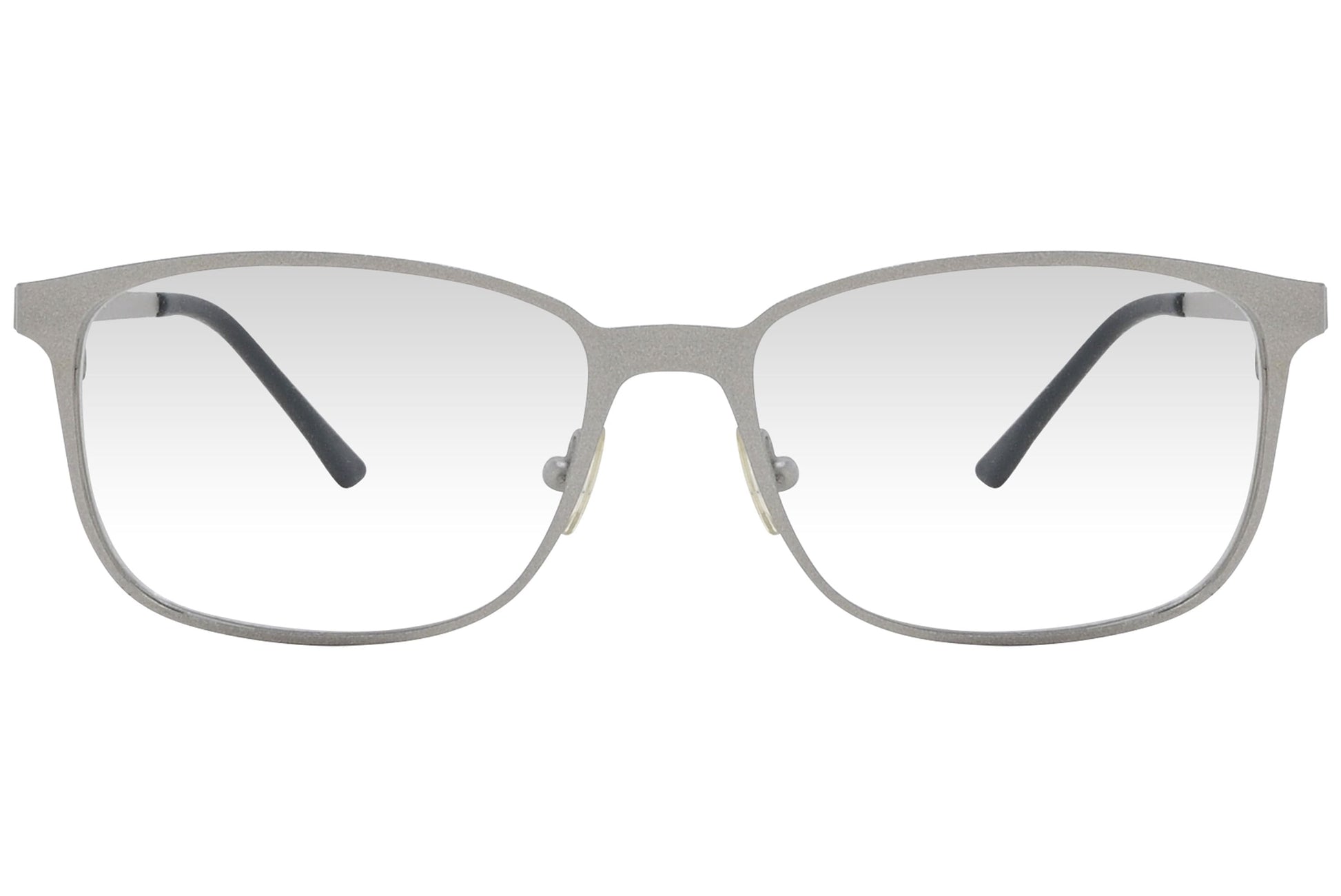 cellini rectangle silver eyeglasses frame viewed from front angle.