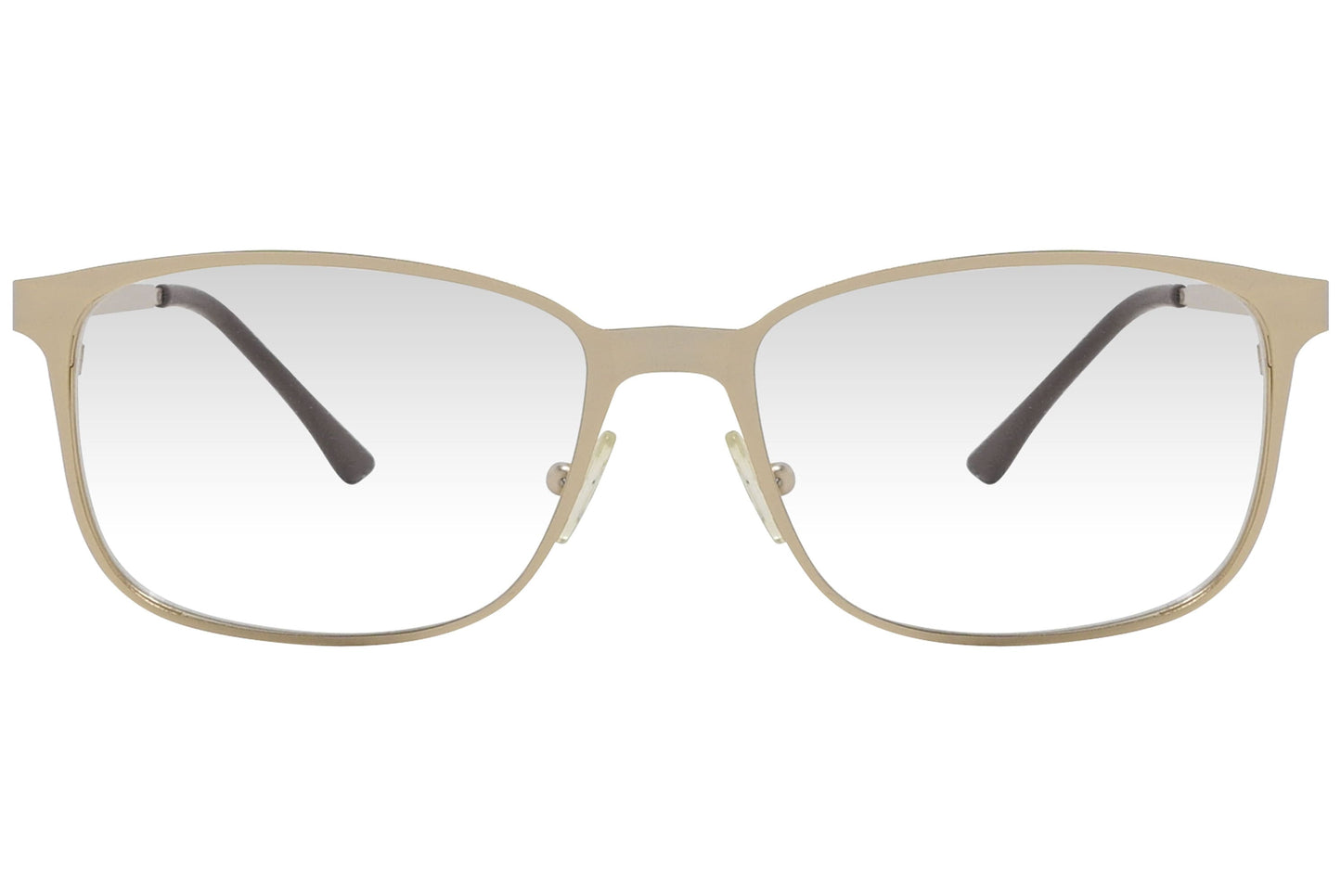 cellini rectangle gold eyeglasses frame viewed from front angle.