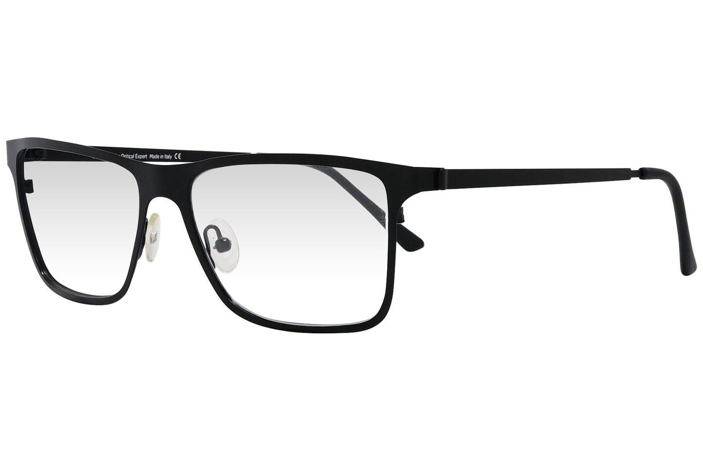 cellini rectangle black eyeglasses frame viewed from a 45-degree angle.