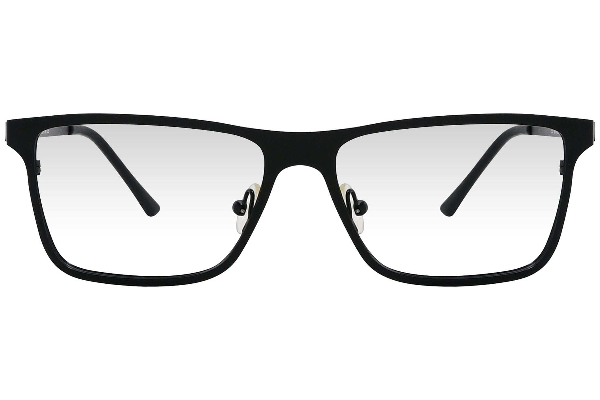 cellini rectangle black eyeglasses frame viewed from front angle.