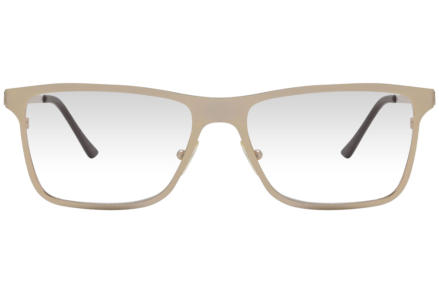 cellini rectangle gold eyeglasses frame viewed from front angle.