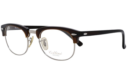 cellini browline brown eyeglasses frame viewed from a 45-degree angle.