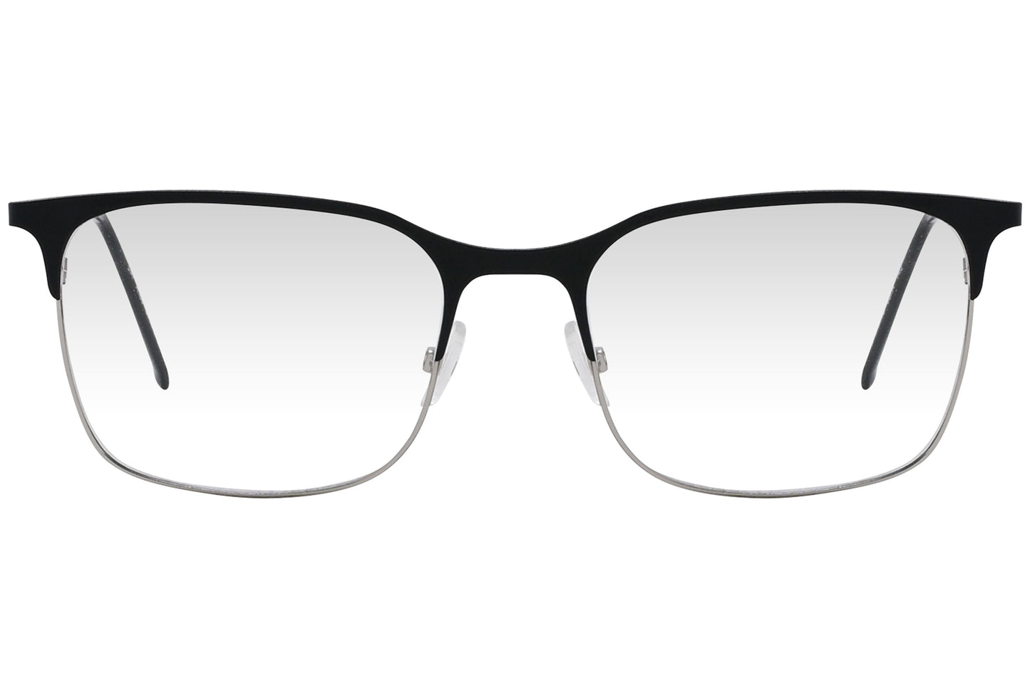 cellini browline black eyeglasses frame viewed from front angle.