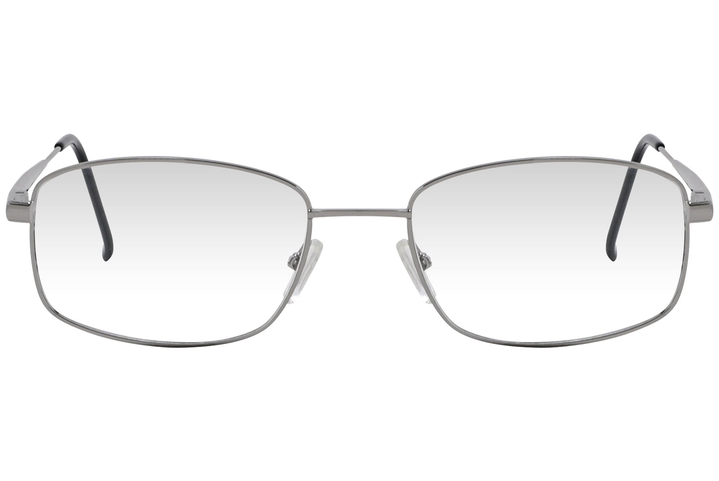 cellini rectangle silver eyeglasses frame viewed from front angle.