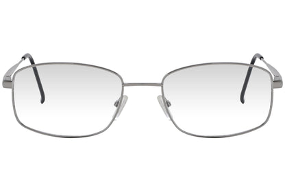 cellini rectangle silver eyeglasses frame viewed from front angle.