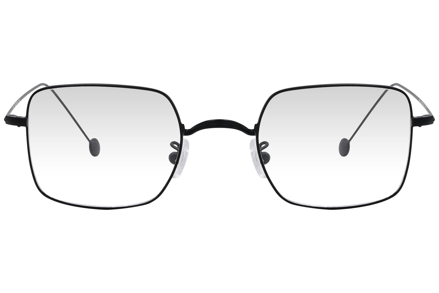 cellini square black eyeglasses frame viewed from front angle.