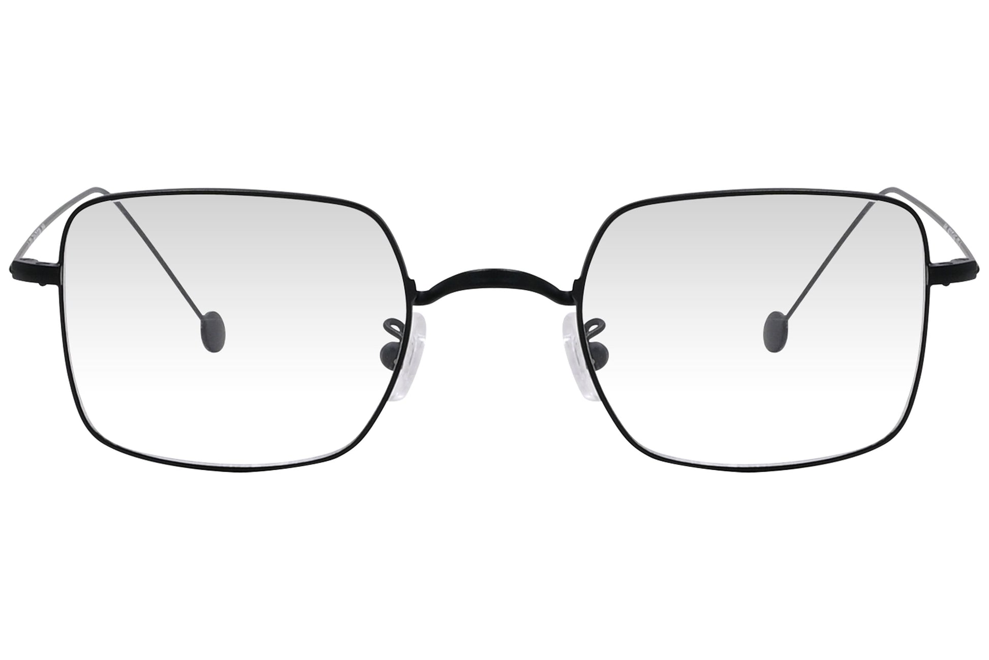 cellini square black eyeglasses frame viewed from front angle.