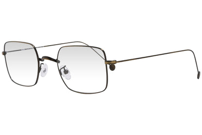 cellini square gold eyeglasses frame viewed from a 45-degree angle.