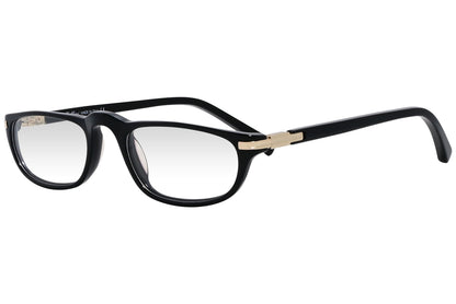 cellini oval black eyeglasses frame viewed from a 45-degree angle.