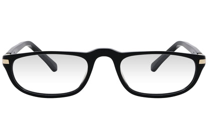 cellini oval black eyeglasses frame viewed from front angle.