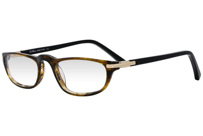 cellini oval gold eyeglasses frame viewed from a 45-degree angle.