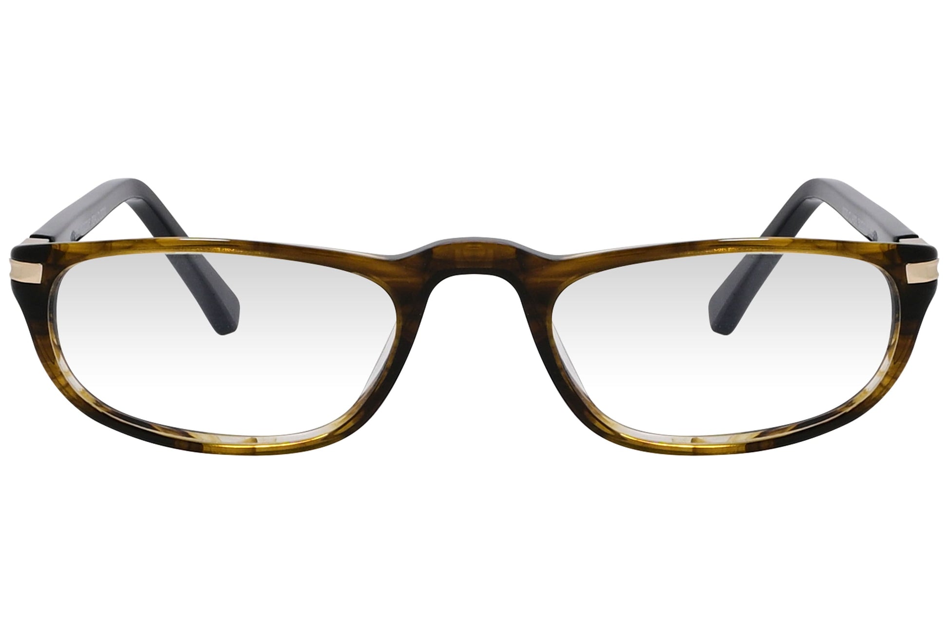 cellini oval gold eyeglasses frame viewed from front angle.