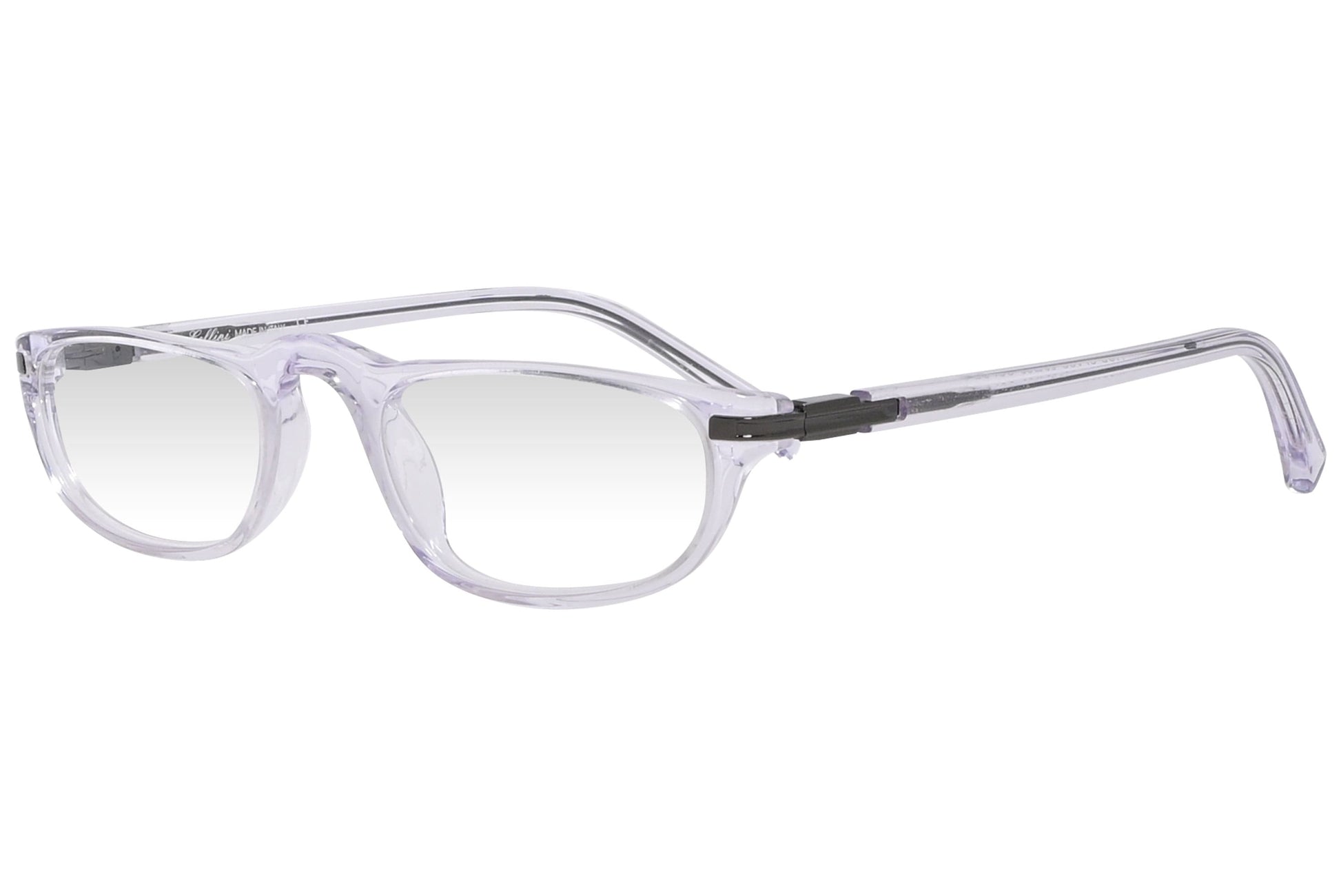 cellini oval white eyeglasses frame viewed from a 45-degree angle.