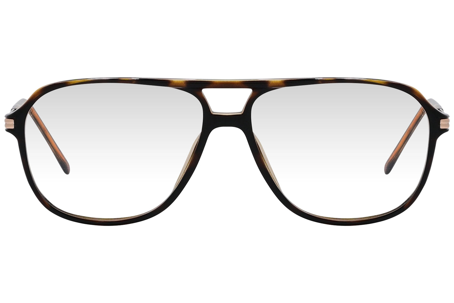 cellini aviator tortoise eyeglasses frame viewed from front angle.