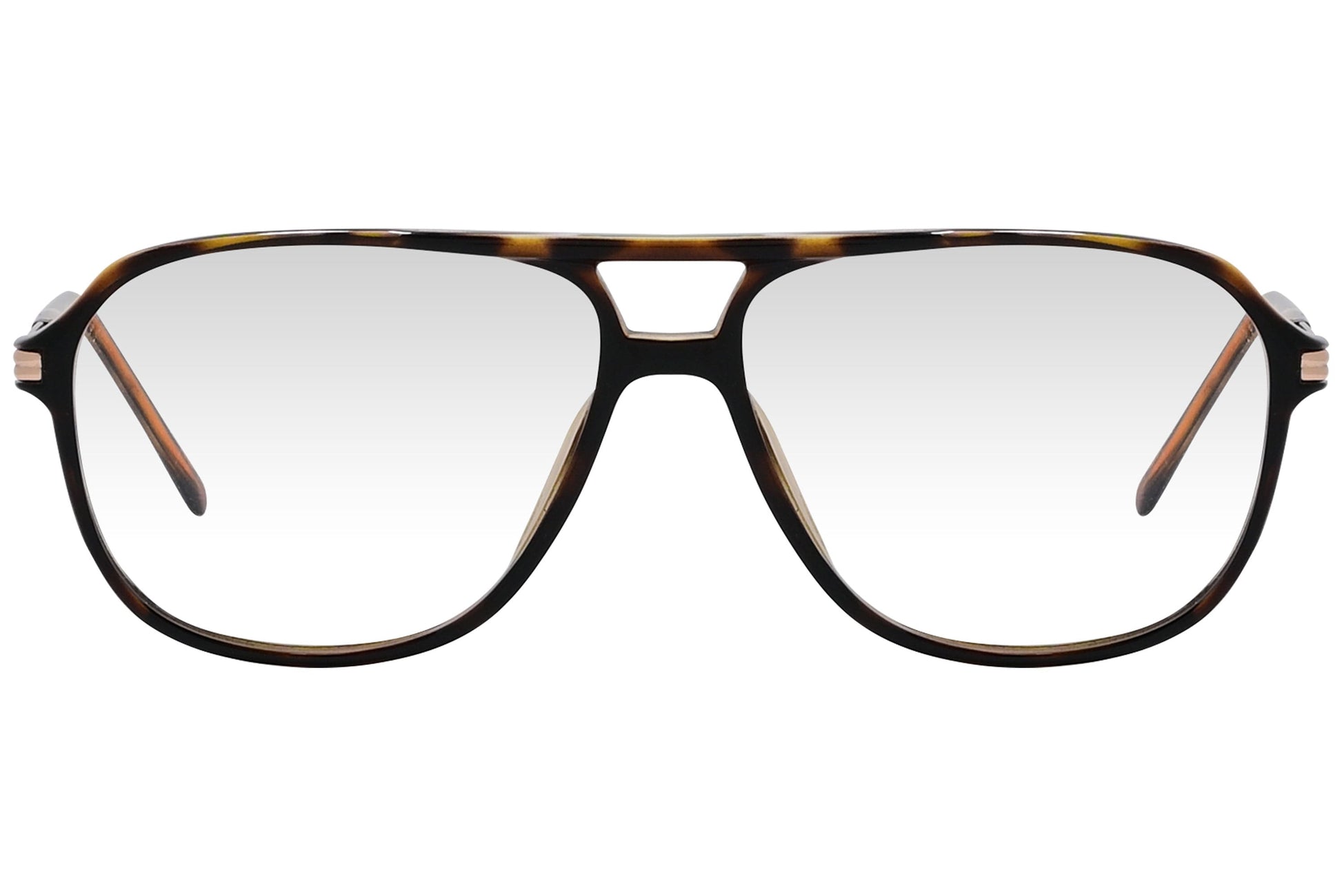 cellini aviator tortoise eyeglasses frame viewed from front angle.