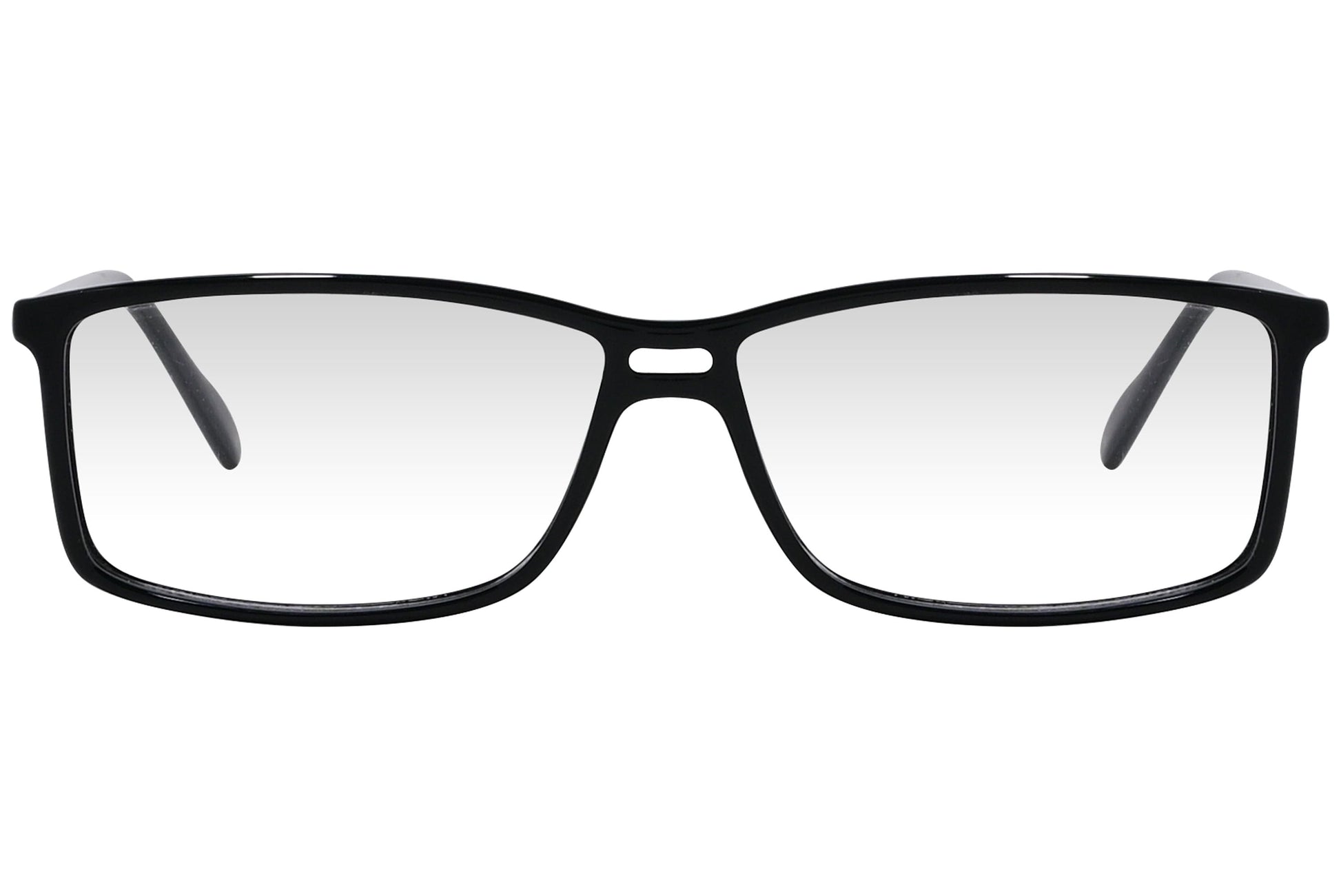 cellini rectangle black eyeglasses frame viewed from front angle.