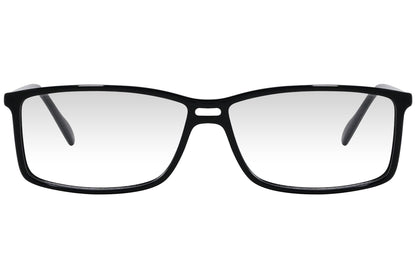 cellini rectangle black eyeglasses frame viewed from front angle.