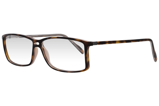 cellini rectangle tortoise eyeglasses frame viewed from a 45-degree angle.