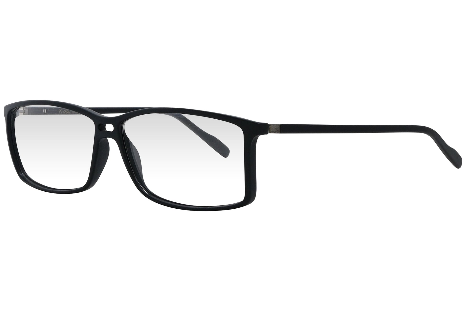 cellini rectangle black eyeglasses frame viewed from a 45-degree angle.