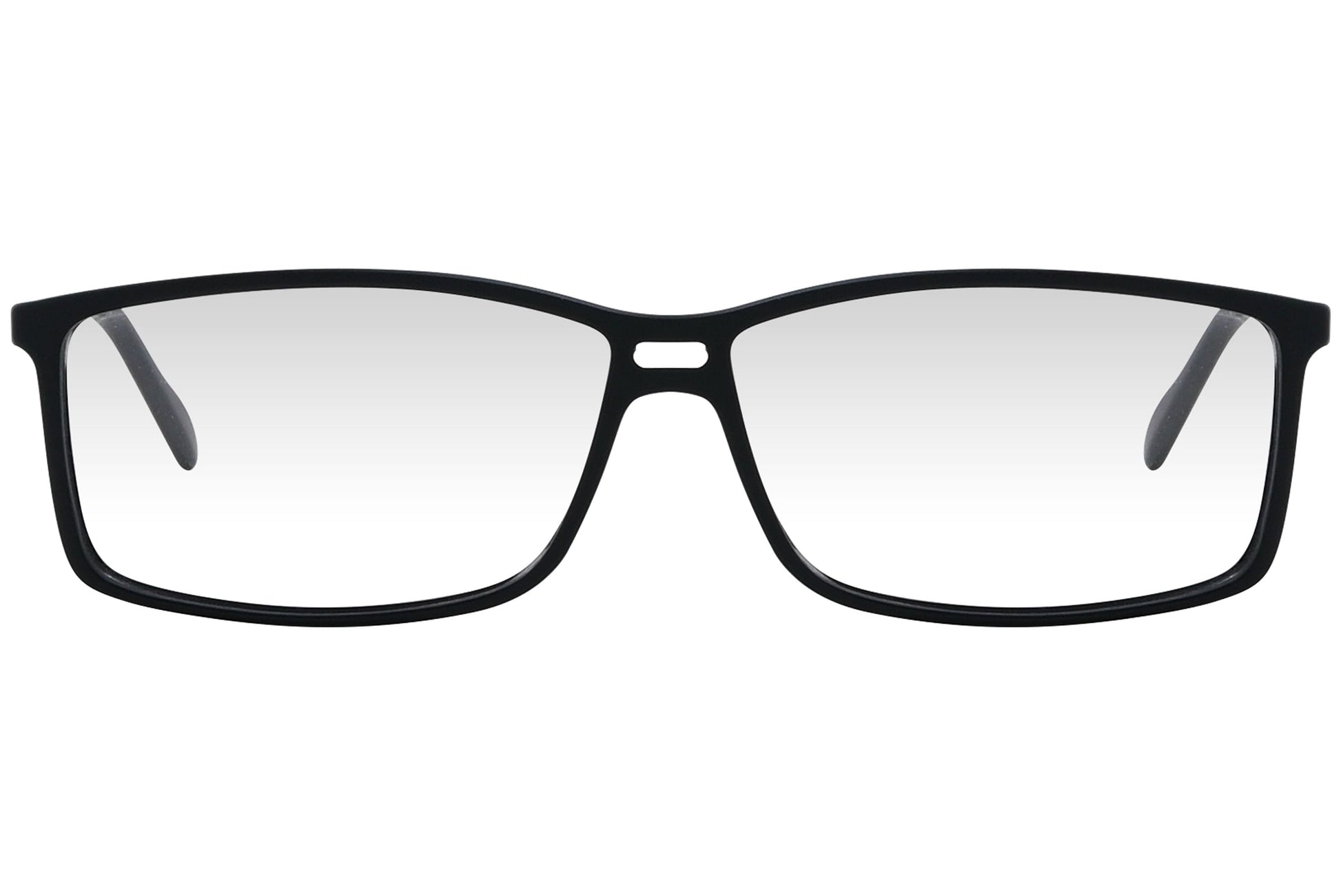 cellini rectangle black eyeglasses frame viewed from front angle.