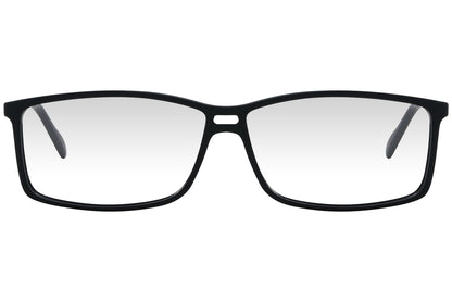 cellini rectangle black eyeglasses frame viewed from front angle.