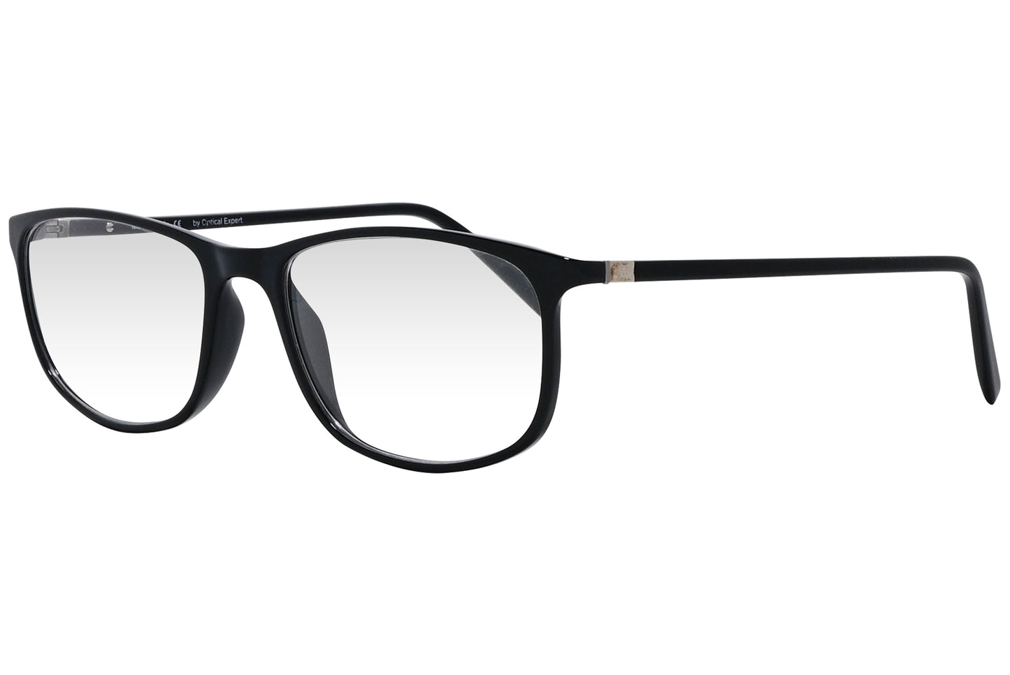 cellini rectangle black eyeglasses frame viewed from a 45-degree angle.