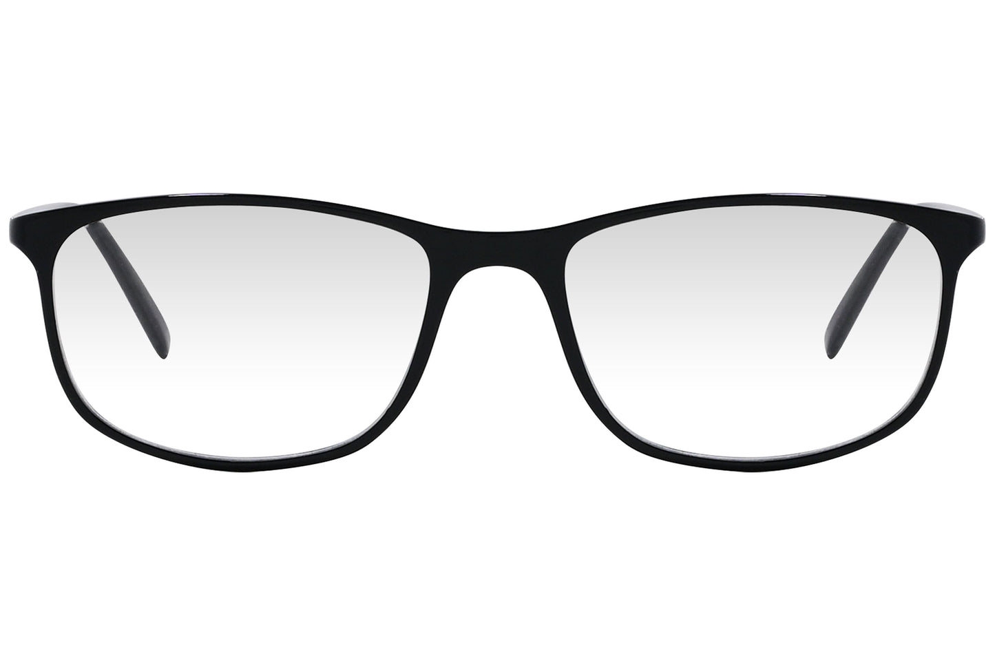 cellini rectangle black eyeglasses frame viewed from front angle.