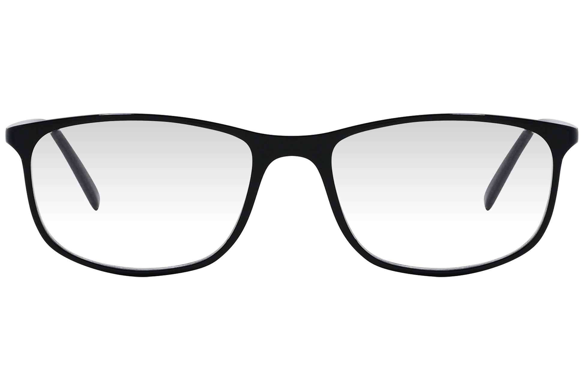 cellini rectangle black eyeglasses frame viewed from front angle.