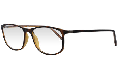 cellini rectangle brown eyeglasses frame viewed from a 45-degree angle.