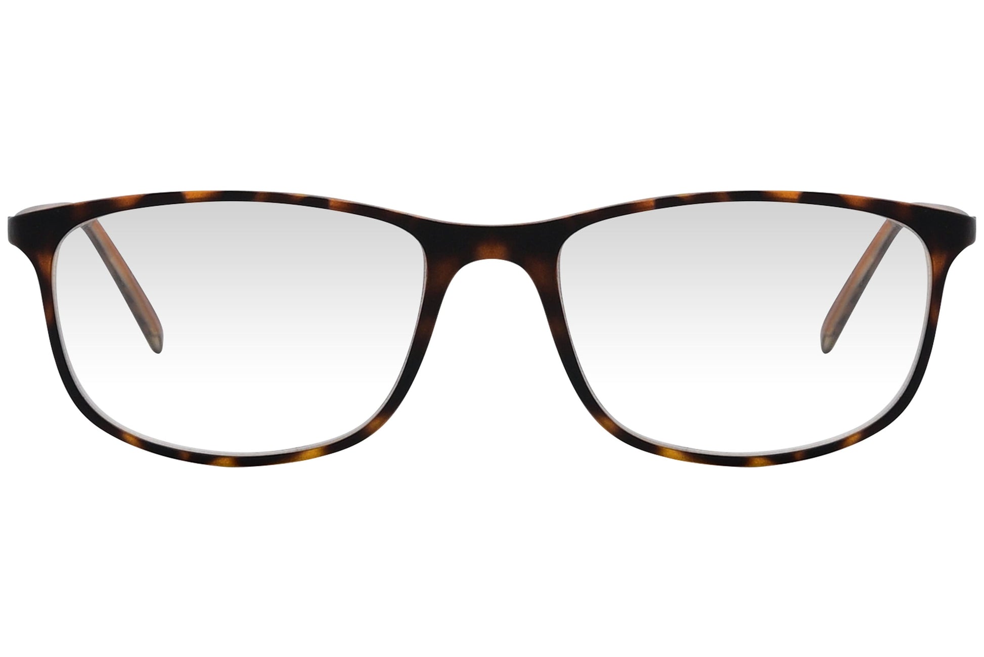 cellini rectangle brown eyeglasses frame viewed from front angle.