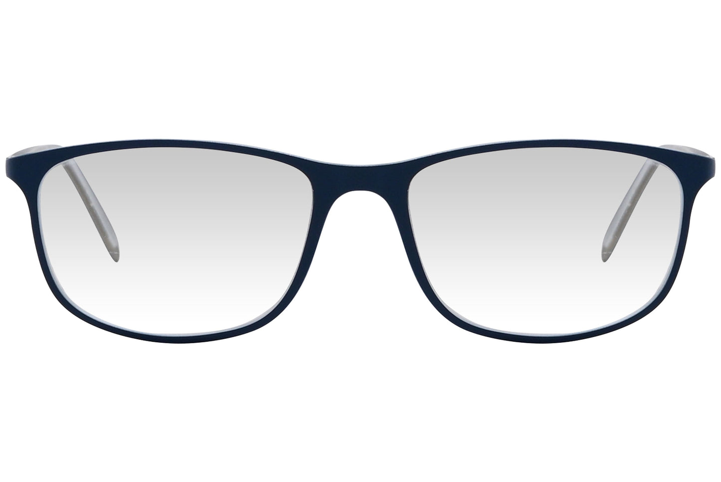 cellini rectangle blue eyeglasses frame viewed from front angle.