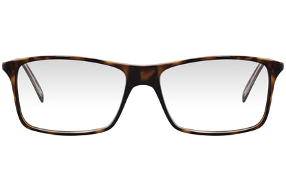 cellini wayfarer tortoise eyeglasses frame viewed from front angle.