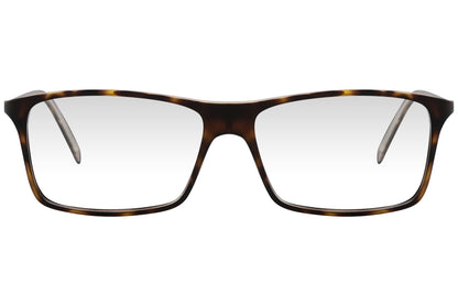 cellini wayfarer tortoise eyeglasses frame viewed from front angle.