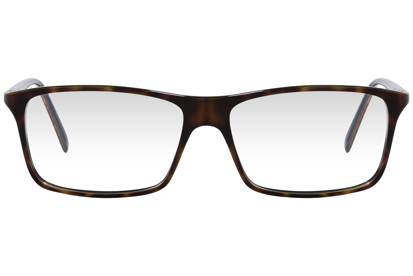 cellini wayfarer brown eyeglasses frame viewed from front angle.