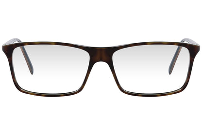 cellini wayfarer brown eyeglasses frame viewed from front angle.