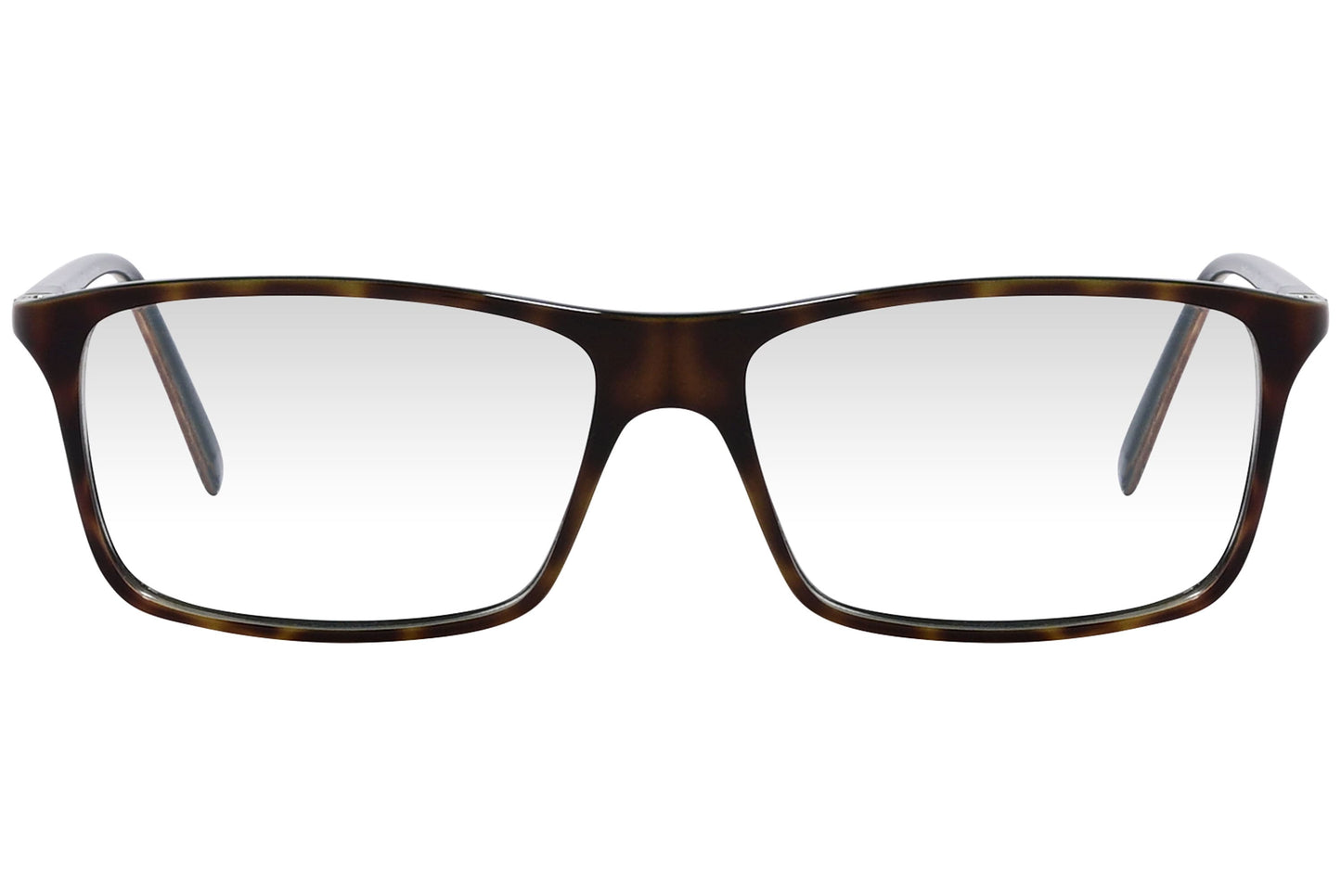 cellini wayfarer brown eyeglasses frame viewed from front angle.