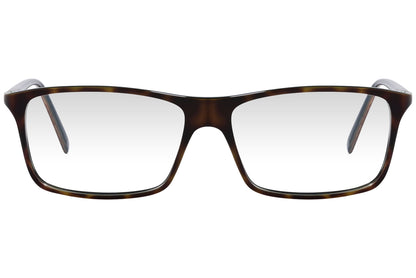 cellini wayfarer brown eyeglasses frame viewed from front angle.