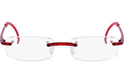 Cellini Rectangle Red Eyeglasses Frame Viewed From Front Angle.