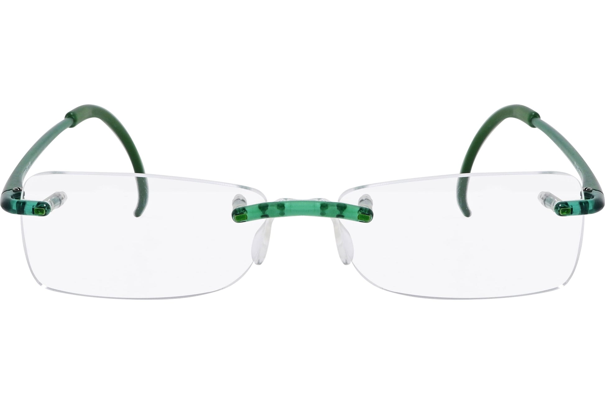 Cellini Rectangle Green Eyeglasses Frame Viewed From Front Angle.