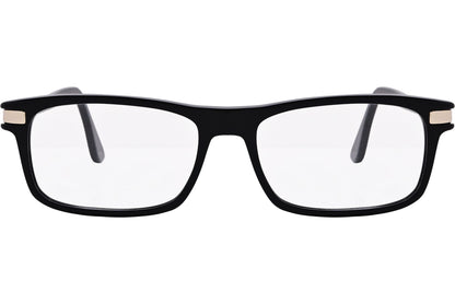 Cellini Rectangle Black Eyeglasses Frame Viewed From Front Angle.