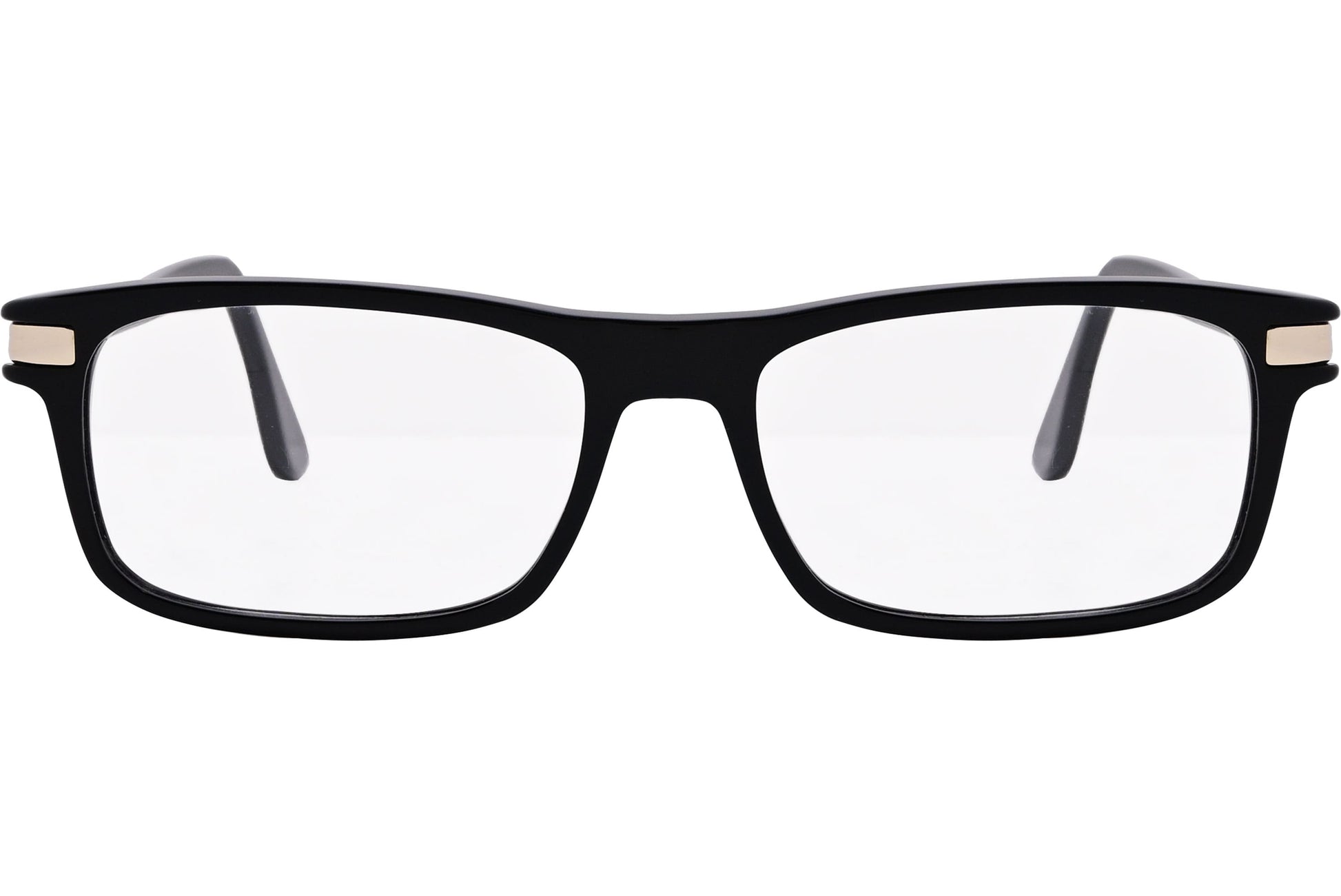 Cellini Rectangle Black Eyeglasses Frame Viewed From Front Angle.