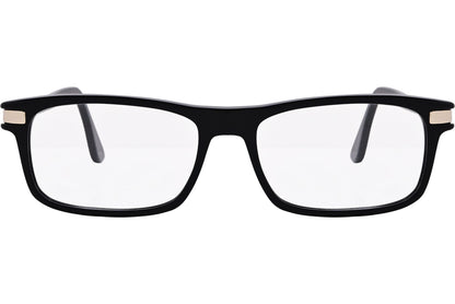 Cellini Rectangle Black Eyeglasses Frame Viewed From Front Angle.