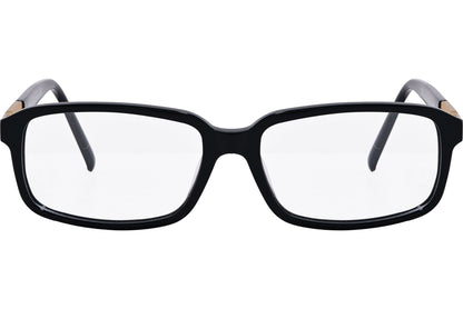 Cellini Rectangle Black Eyeglasses Frame Viewed From Front Angle.